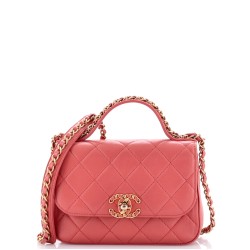 Chain Infinity Top Handle Bag Quilted Lambskin Mini