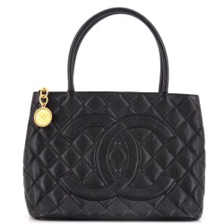 Medallion Tote Quilted Caviar