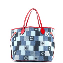 Neverfull Tote Damier and Monogram Patchwork Denim MM