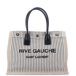 Rive Gauche Shopper Tote Striped Canvas Small