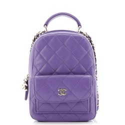 Classic CC Chain Pocket Backpack Quilted Caviar Mini