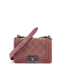 Boy Flap Bag Studded Quilted Distressed Calfskin Small