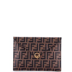 F is Fendi Envelope Flat Pouch Zucca Embossed Leather Large