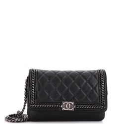 Chain Around Boy Wallet on Chain Quilted Aged Calfskin with Chain Detail