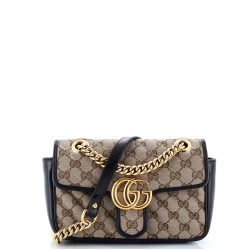 GG Marmont Flap Bag Diagonal Quilted GG Canvas Mini