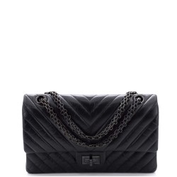 So Black Reissue 2.55 Flap Bag Chevron Aged Calfskin 225