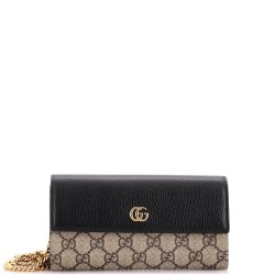 GG Marmont Continental Chain Wallet GG Coated Canvas and Leather