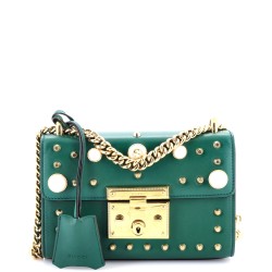 Pearly Padlock Shoulder Bag Studded Leather Small