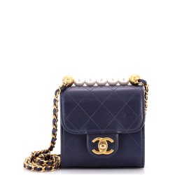 Chic Pearls Flap Clutch with Chain Quilted Goatskin Mini