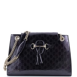 Emily Chain Flap Shoulder Bag Guccissima Patent Large