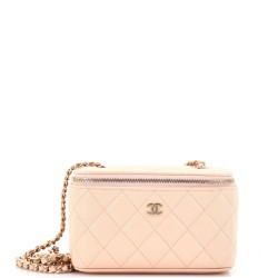 Classic Vanity Case with Chain Quilted Caviar Small