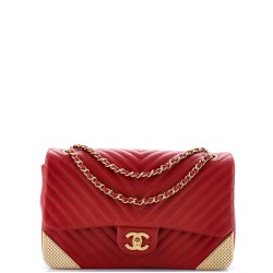 Rock the Corner Flap Bag Chevron Leather Medium