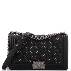Boy Flap Bag Studded Quilted Distressed Calfskin Old Medium