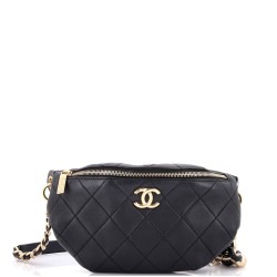 Resin Elegant Chain Belt Bag Quilted Lambskin