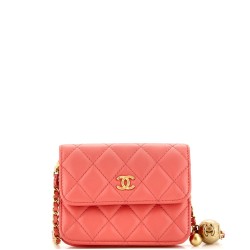 Pearl Crush Flap Clutch with Chain Quilted Lambskin Mini