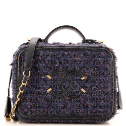 Filigree Vanity Case Quilted Tweed with Snakeskin Medium
