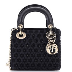 Lady Dior Chain Bag Embellished Satin Mini
