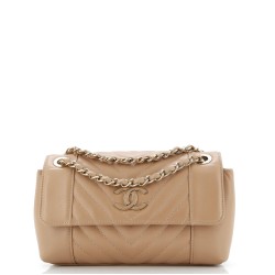 Daily Chevron Flap Bag Chevron Calfskin Small