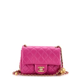Pearl Crush Square Flap Bag Quilted Lambskin Mini