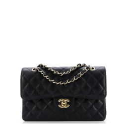 Classic Double Flap Bag Quilted Caviar Small