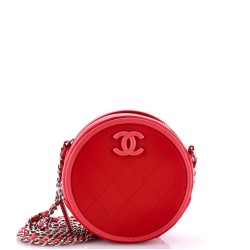 Color Pop Round Clutch with Chain Quilted Lambskin
