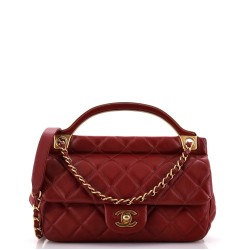 Lady Handle Flap Bag Quilted Calfskin Small
