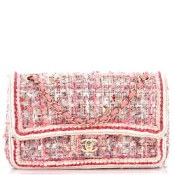 Classic Double Flap Bag Braided Quilted Tweed Medium