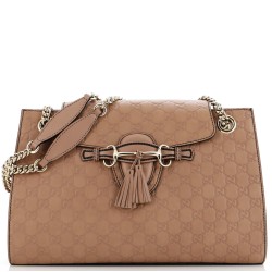 Emily Chain Flap Shoulder Bag Guccissima Leather Large