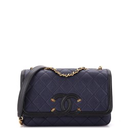 Filigree Flap Bag Quilted Caviar Small