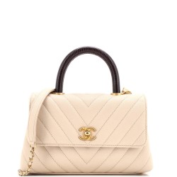 Coco Top Handle Bag Chevron Caviar with Lizard Embossed Handle Mini
