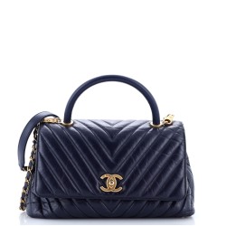 Coco Top Handle Bag Chevron Calfskin Small