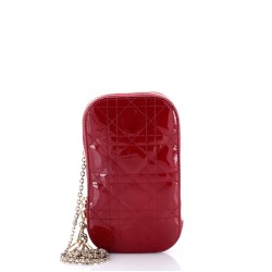 Lady Dior Phone Holder on Chain Cannage Quilt Patent