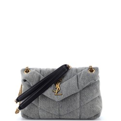 Loulou Puffer Shoulder Bag Quilted Vintage Denim Small
