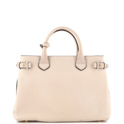 Banner Tote Leather and House Check Canvas Medium