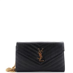 Classic Monogram Wallet on Chain Matelasse Chevron Leather Medium