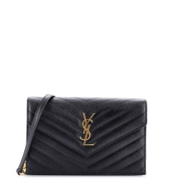 Classic Monogram Wallet on Chain Matelasse Chevron Leather Small