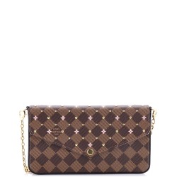Felicie Pochette Flower Printed Studded Damier