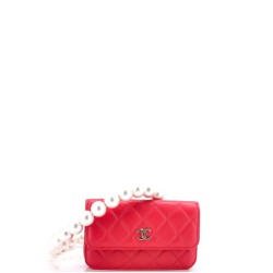 Pearl Strap Clutch with Chain Quilted Calfskin
