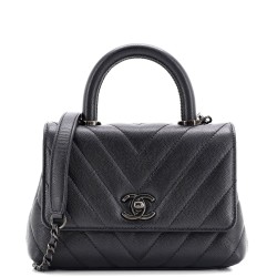 So Black Coco Top Handle Bag Chevron Caviar Extra Mini