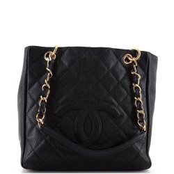 Petite Shopping Tote Quilted Caviar