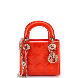 Lady Dior Chain Bag Cannage Quilt Patent Mini