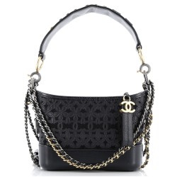 Gabrielle Hobo with Logo Handle Laser Cut Calfskin and Wool Felt Small
