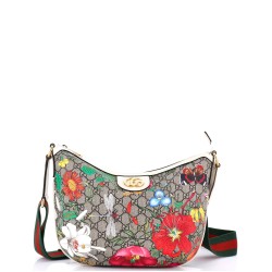 Ophidia Half Moon Hobo Flora GG Coated Canvas Small