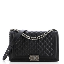 Boy Flap Bag Quilted Caviar New Medium