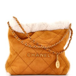 22 Chain Hobo Quilted Suede and Shearling Small