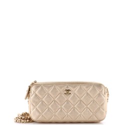 Double Zip Clutch with Chain Quilted Lambskin