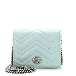 GG Marmont Card Case on Chain Matelasse Leather