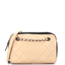Diamond CC Camera Case Bag Quilted Lambskin Medium