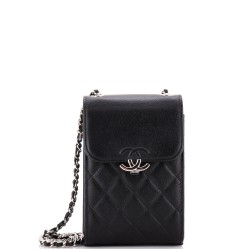 CC Box Flap Phone Holder Crossbody Bag Quilted Caviar