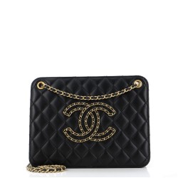 Once Upon a Time Chain CC Accordion Tote Quilted Calfskin Small